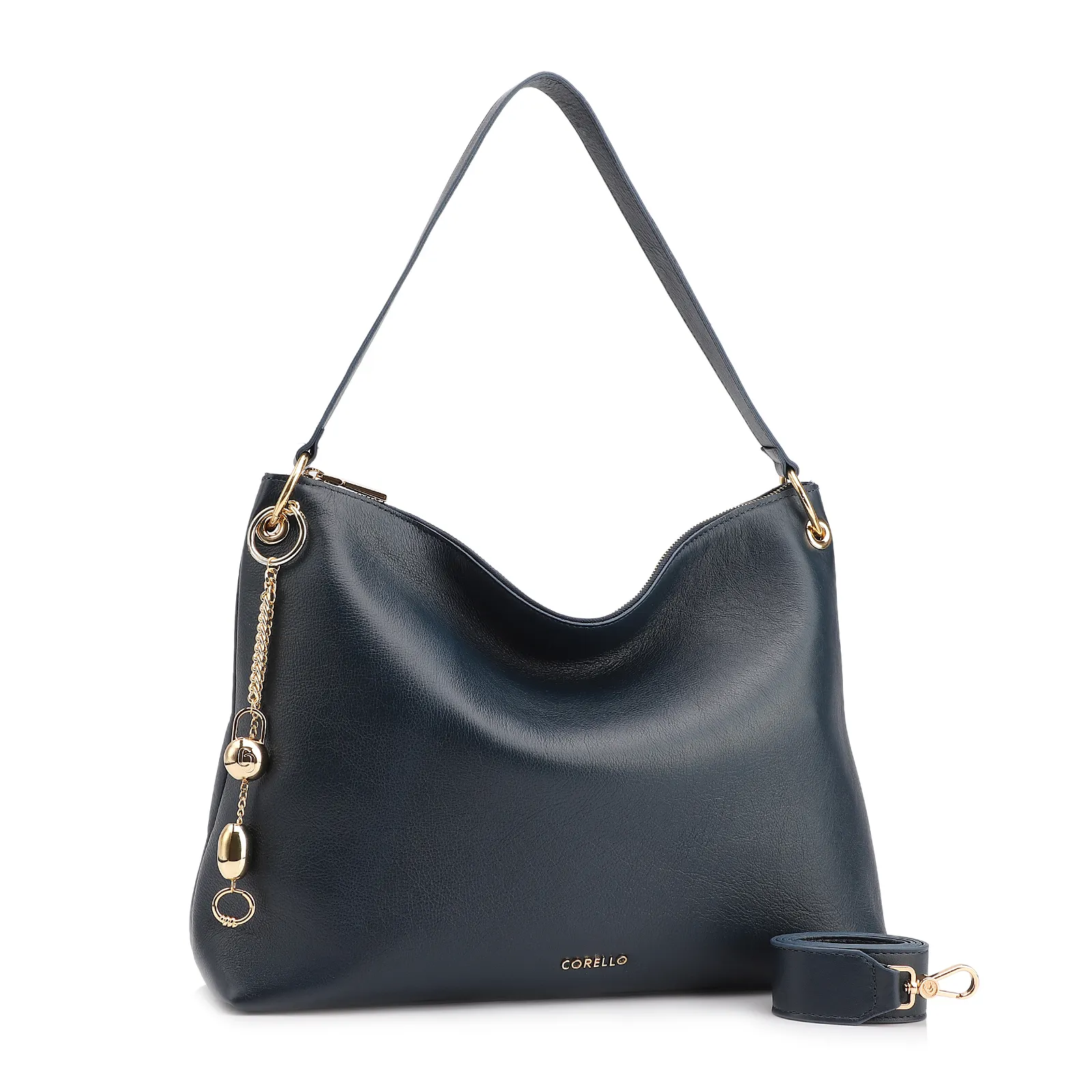 Bolsa Hobo Couro Azul