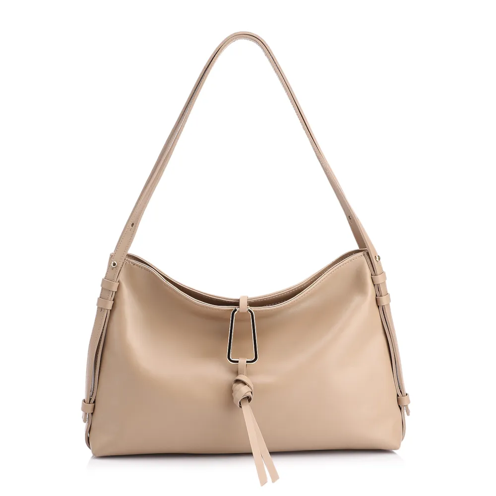 Bolsa Hobo Couro Bege