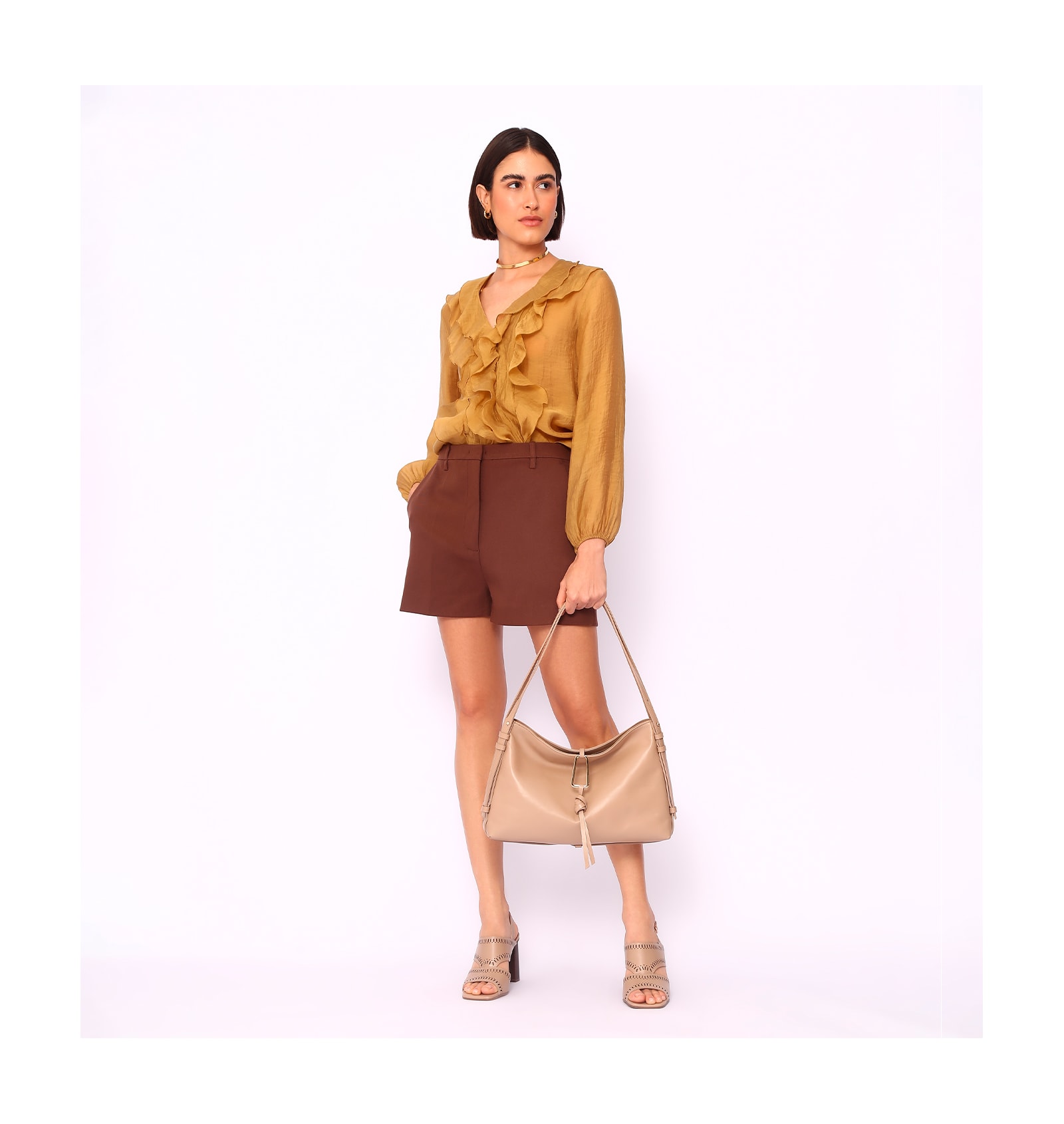 Bolsa Hobo Couro Bege