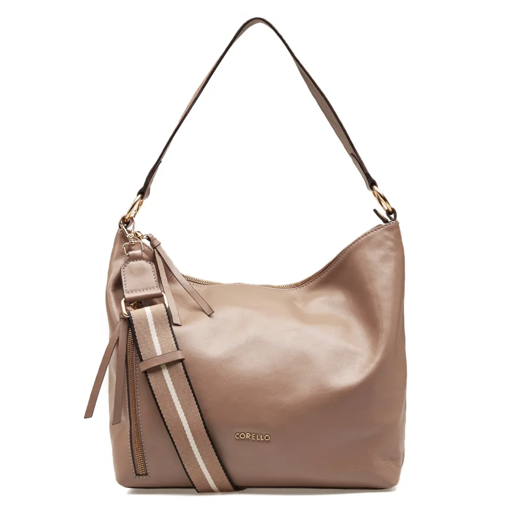Bolsa Hobo Couro Bege