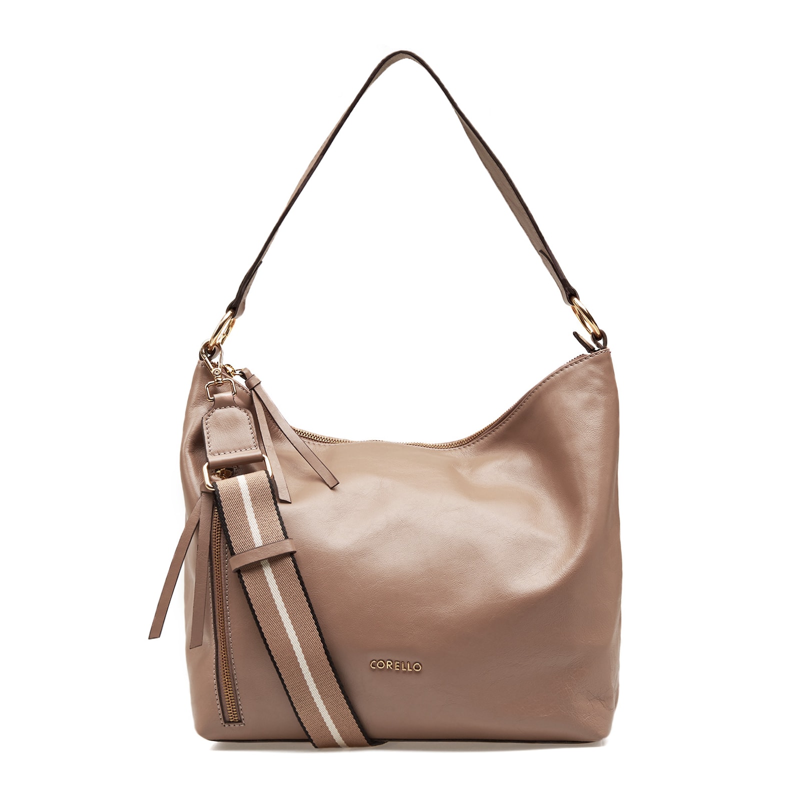 Bolsa Hobo Couro Bege