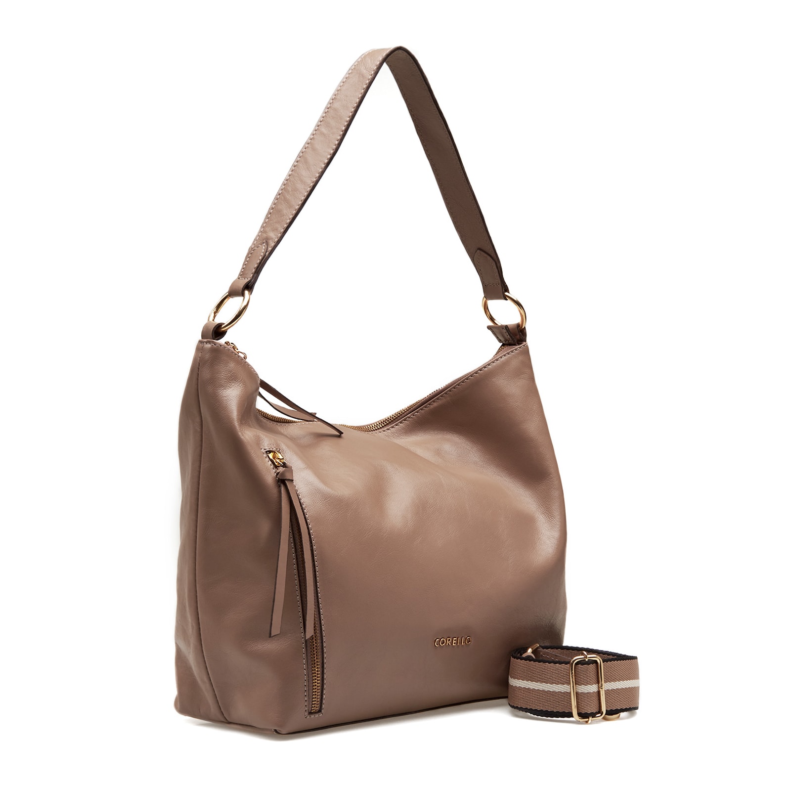 Bolsa Hobo Couro Bege