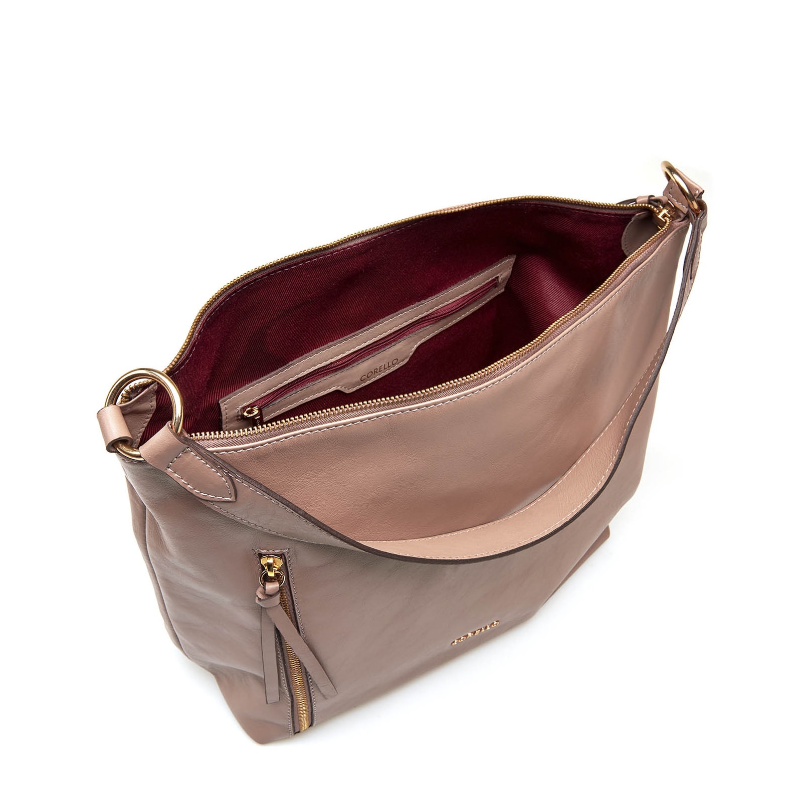Bolsa Hobo Couro Bege