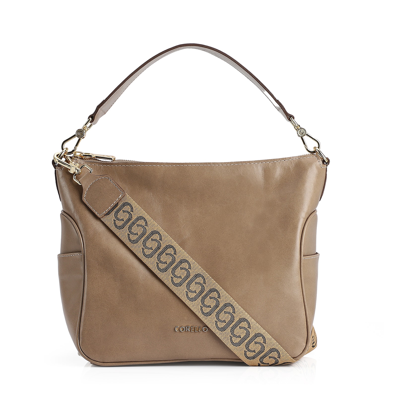 Bolsa Hobo Couro Bege