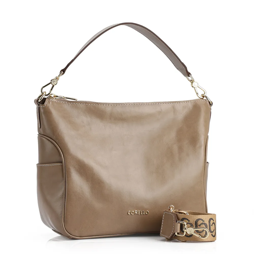 Bolsa Hobo Couro Bege - imagem 2