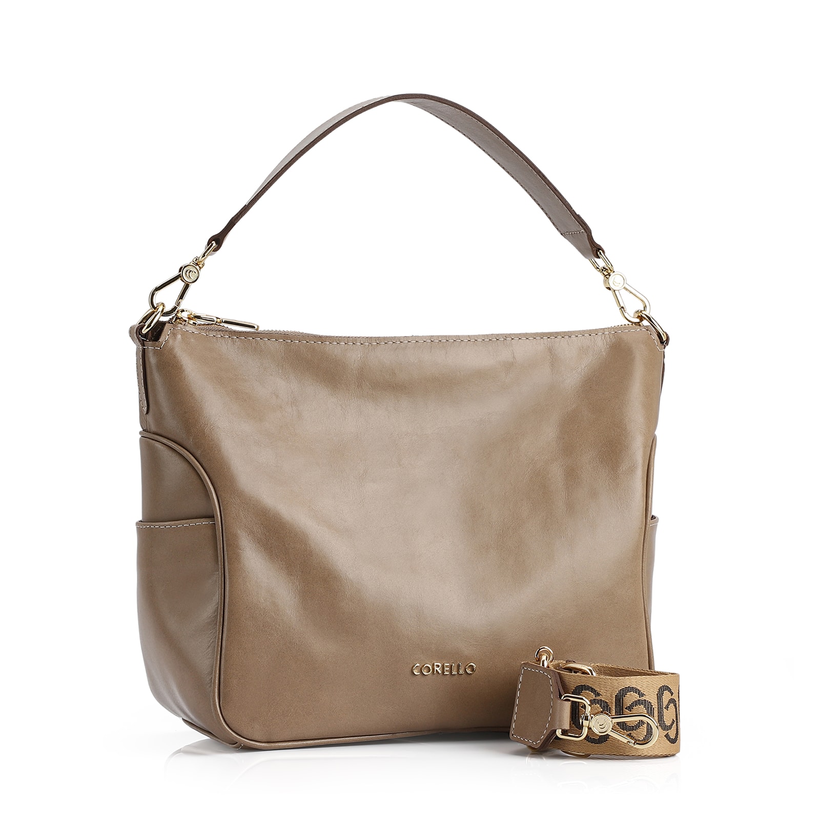 Bolsa Hobo Couro Bege