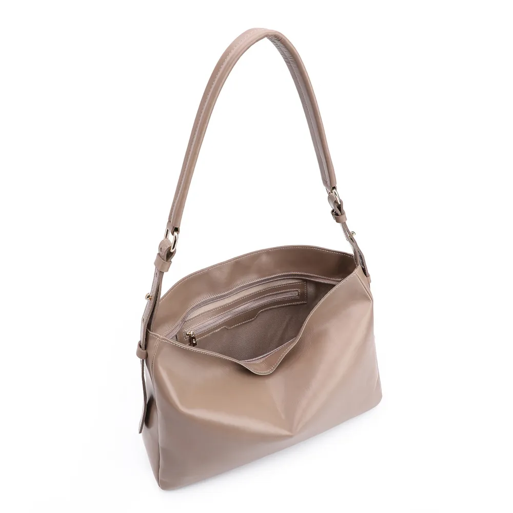 Bolsa Hobo Couro Bege - imagem 4
