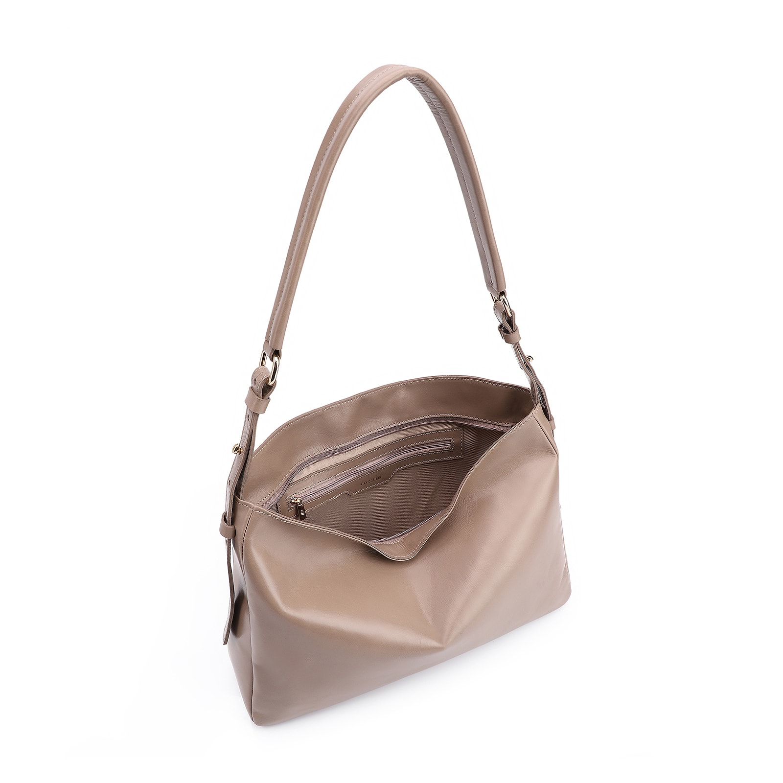 Bolsa Hobo Couro Bege