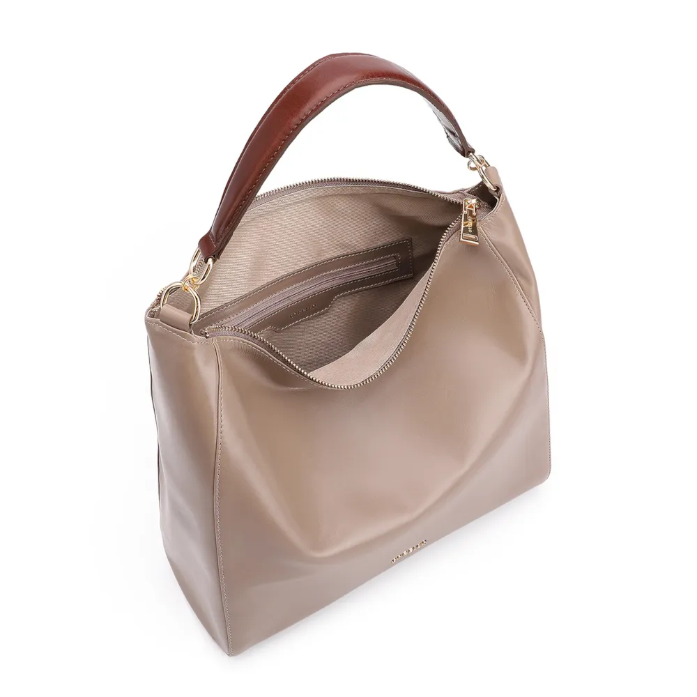 Bolsa Hobo Couro Bege/Marrom - imagem 4
