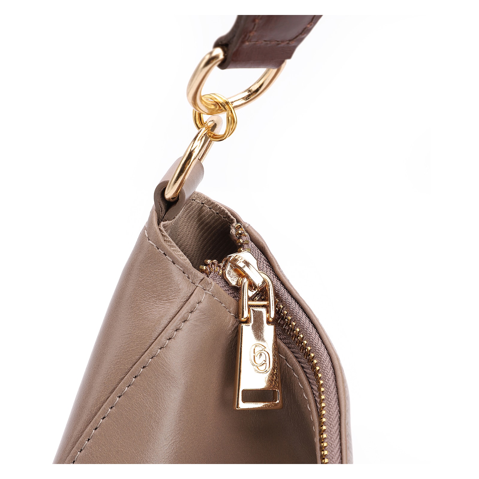 Bolsa Hobo Couro Bege/Marrom