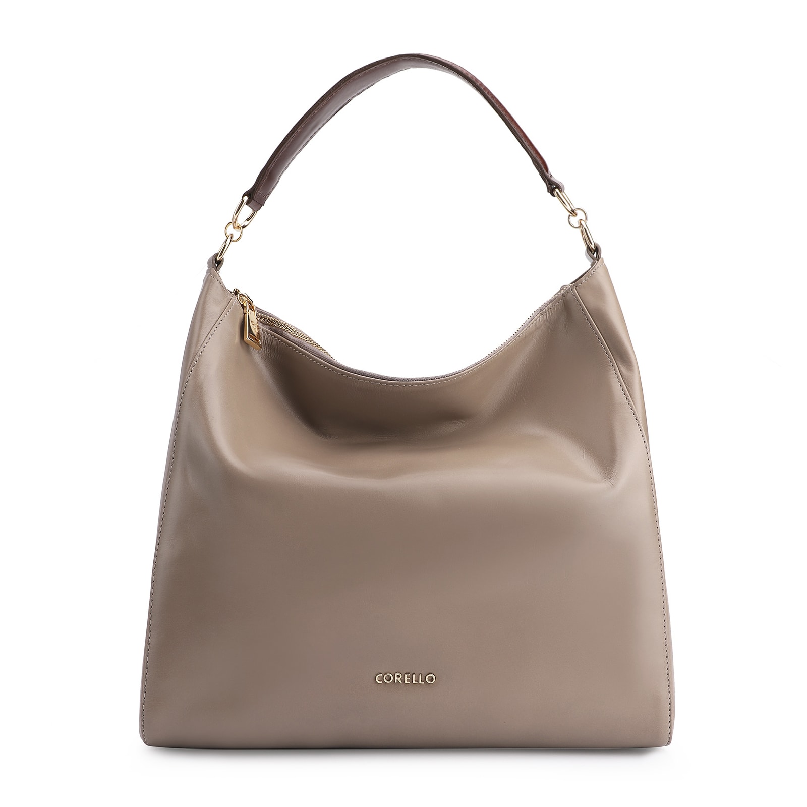 Bolsa Hobo Couro Bege/Marrom