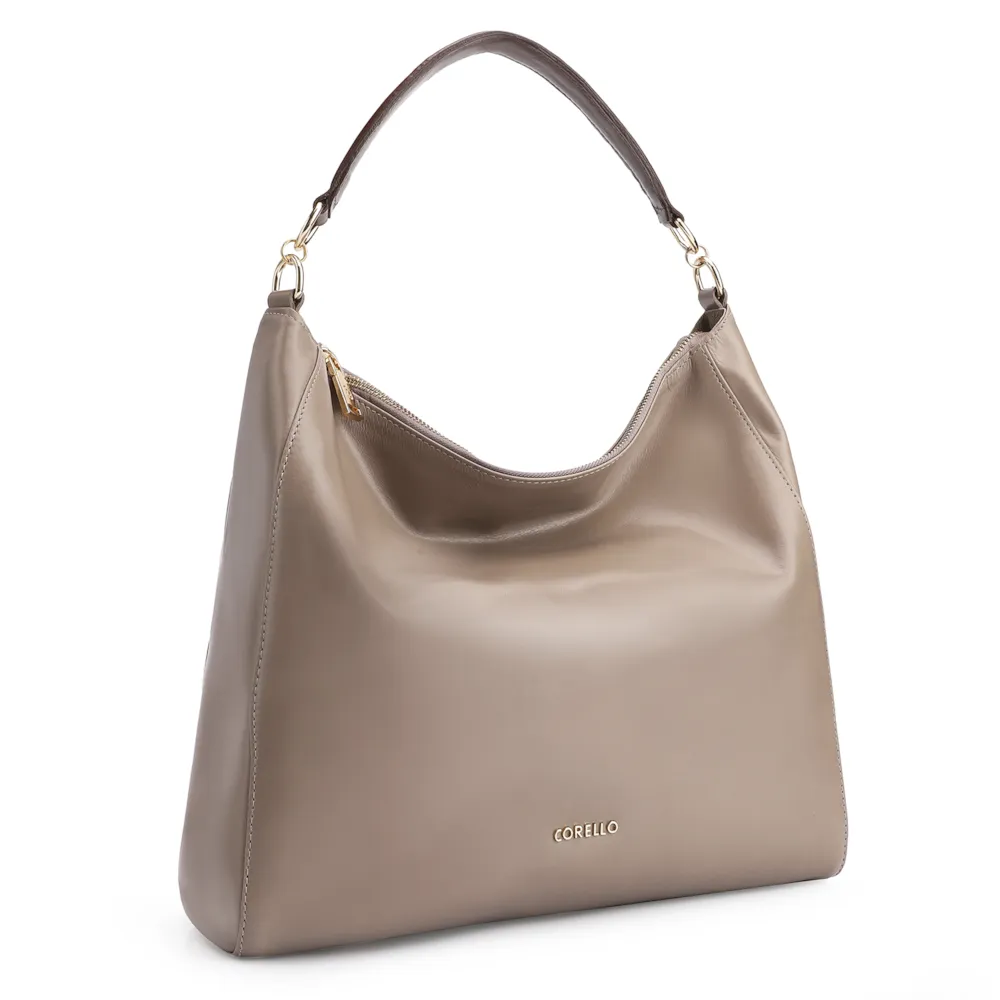 Bolsa Hobo Couro Bege/Marrom - imagem 2