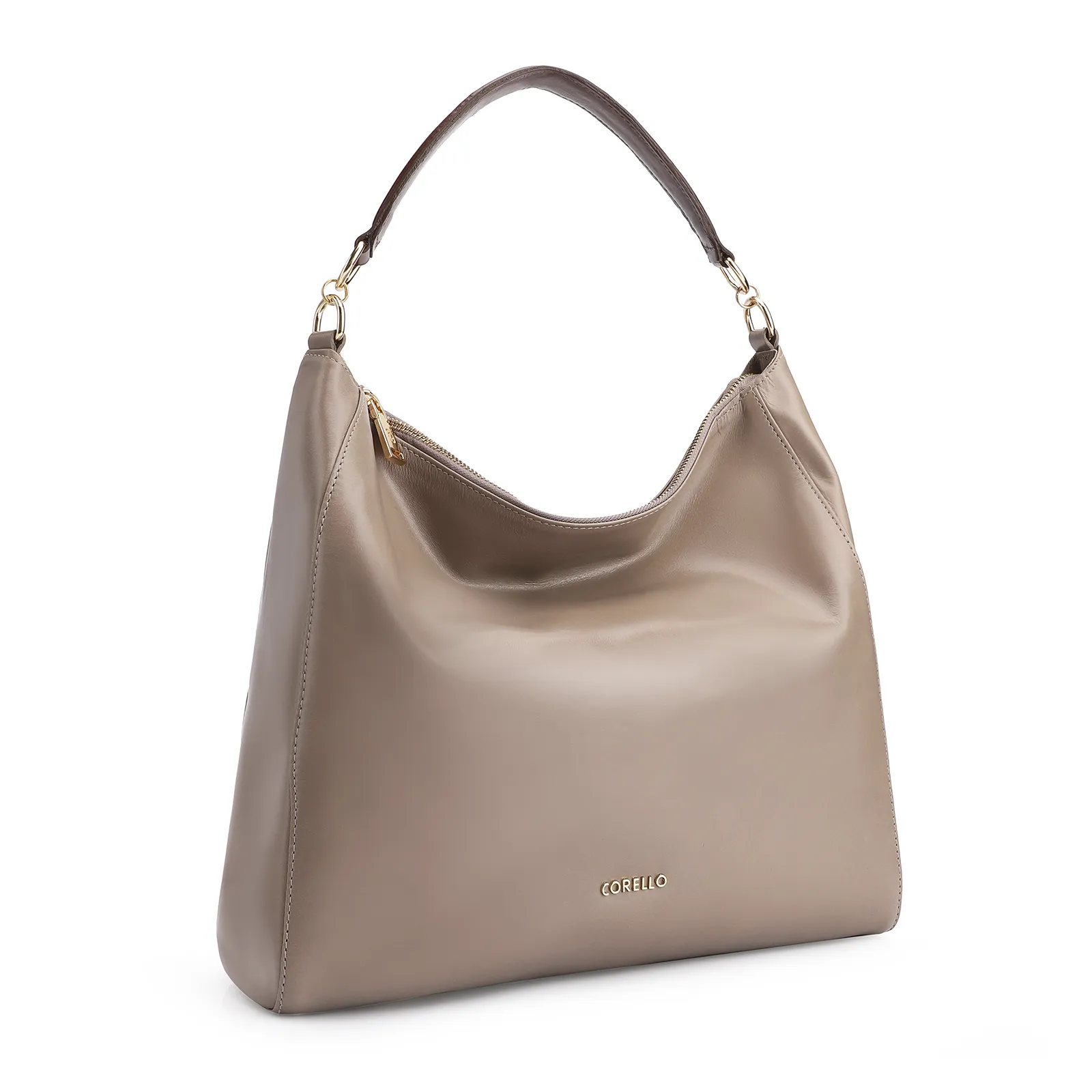 Bolsa Hobo Couro Bege/Marrom
