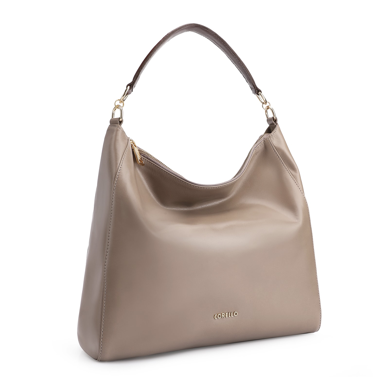 Bolsa Hobo Couro Bege/Marrom