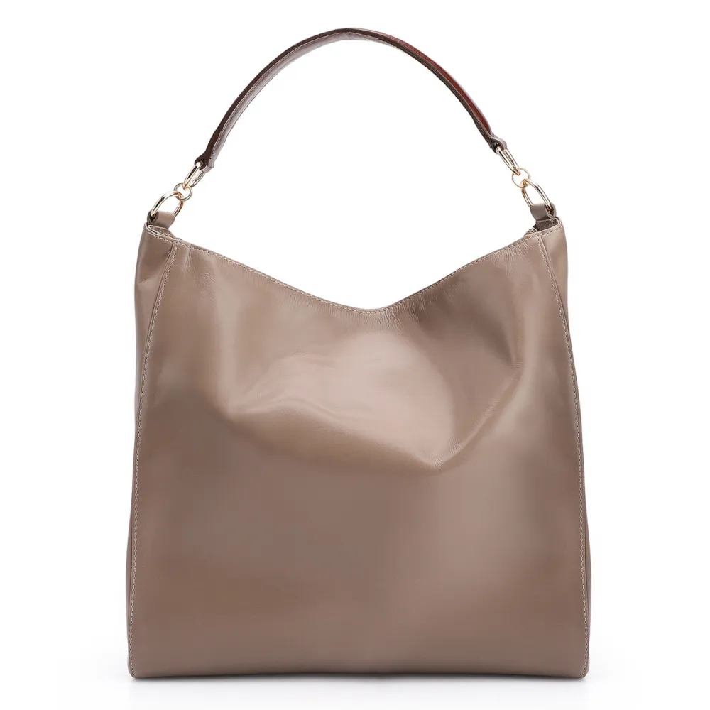 Bolsa Hobo Couro Bege/Marrom - imagem 3