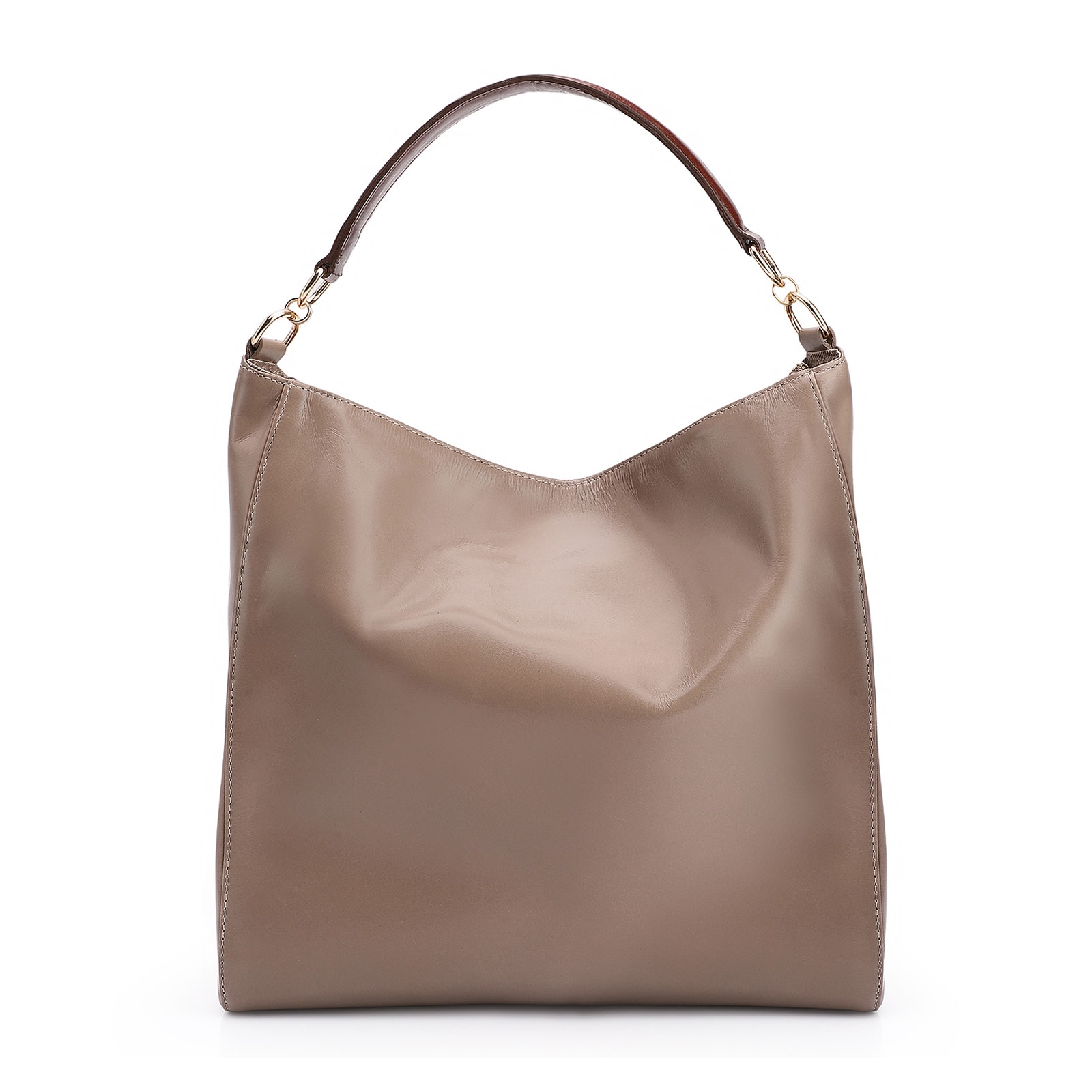 Bolsa Hobo Couro Bege/Marrom