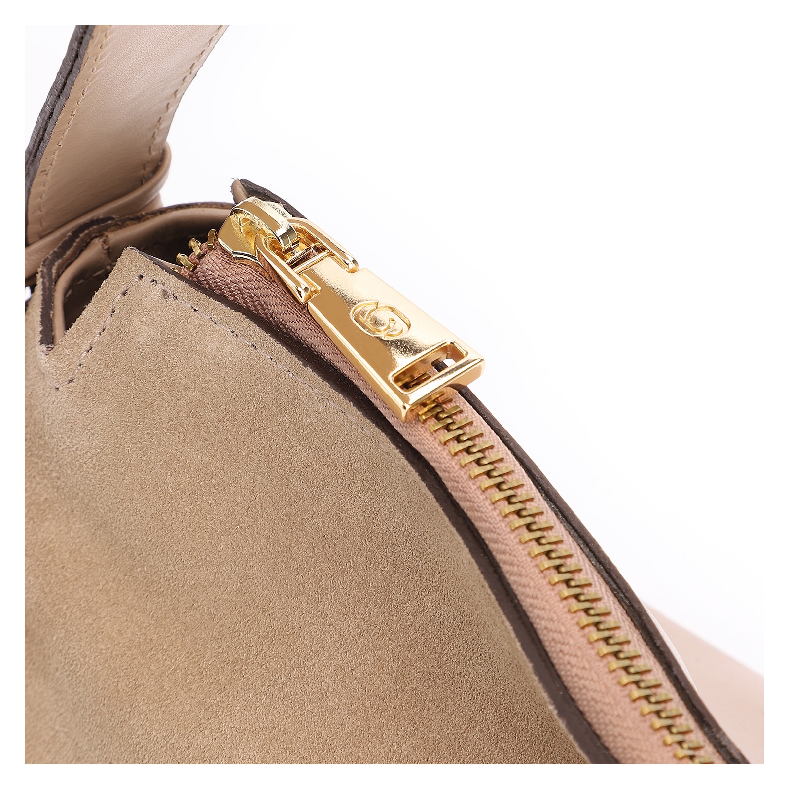 Bolsa Hobo Couro Camurça Bege