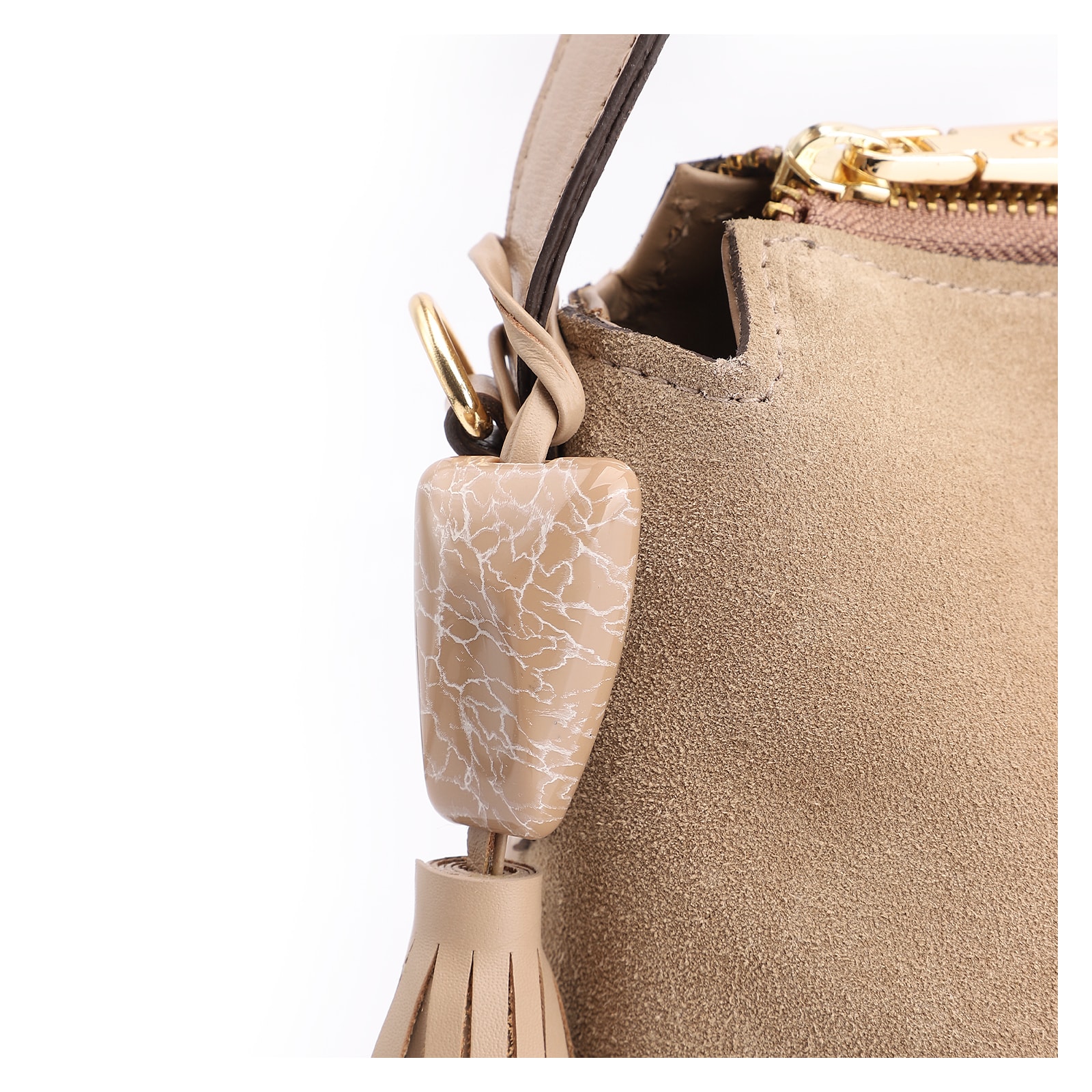 Bolsa Hobo Couro Camurça Bege