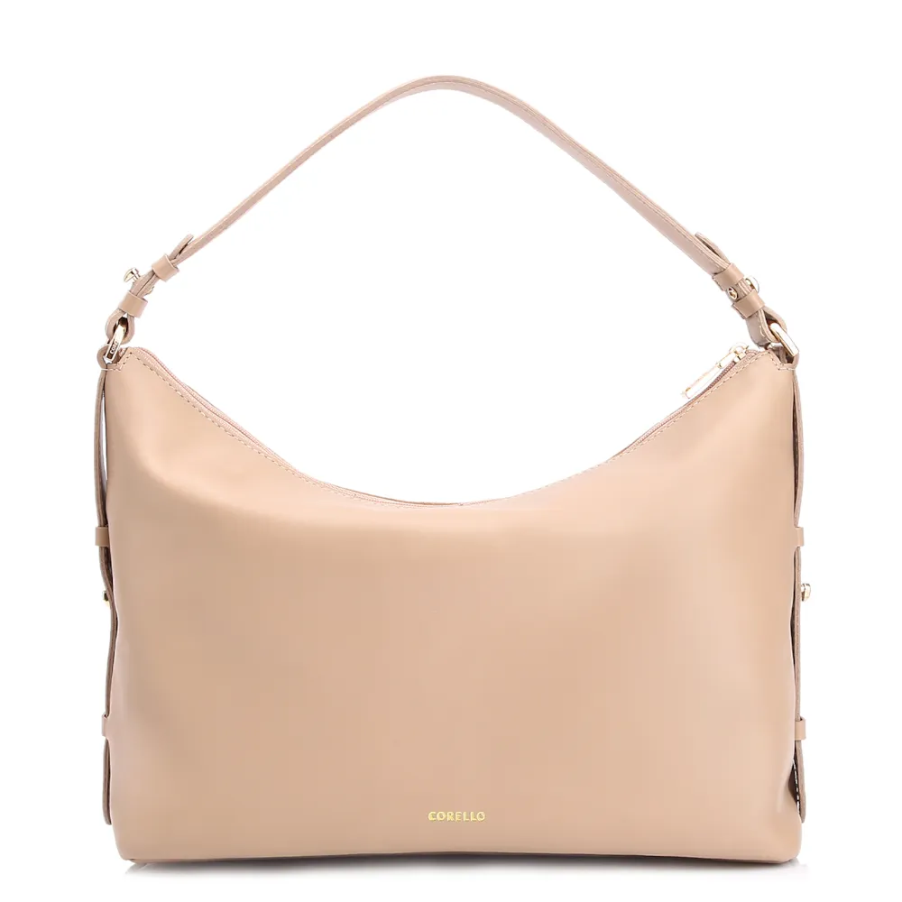Bolsa Hobo Couro Camurça/Couro Bege - imagem 3