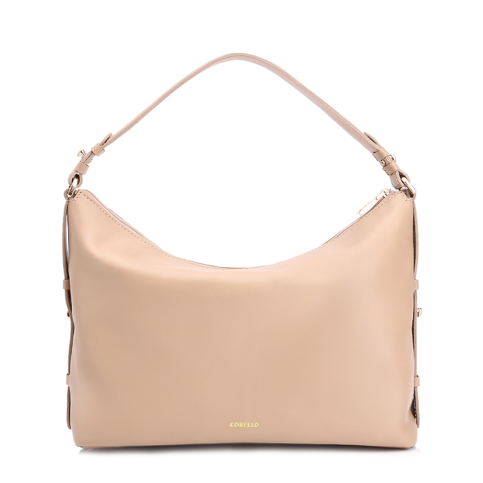 Bolsa Hobo Couro Camurça/Couro Bege