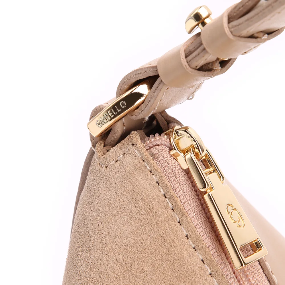 Bolsa Hobo Couro Camurça/Couro Bege - imagem 5