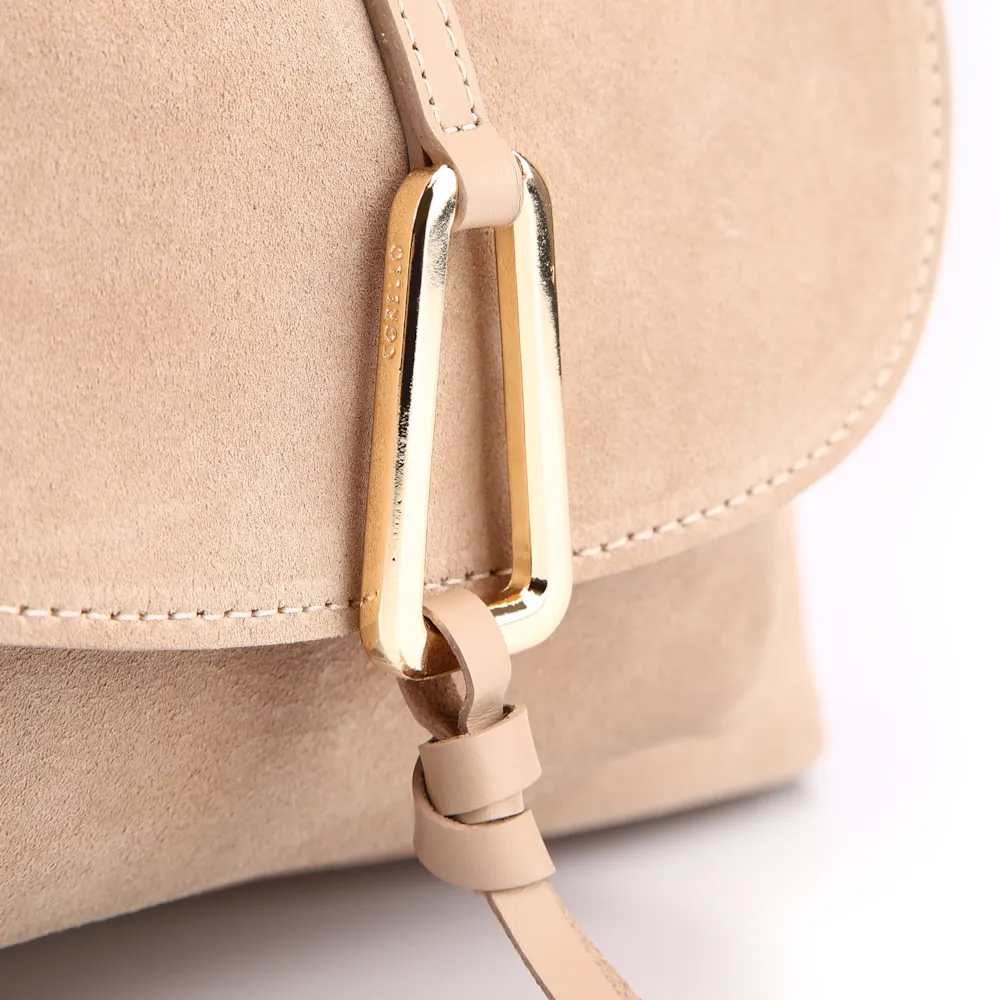 Bolsa Hobo Couro Camurça/Couro Bege - imagem 7