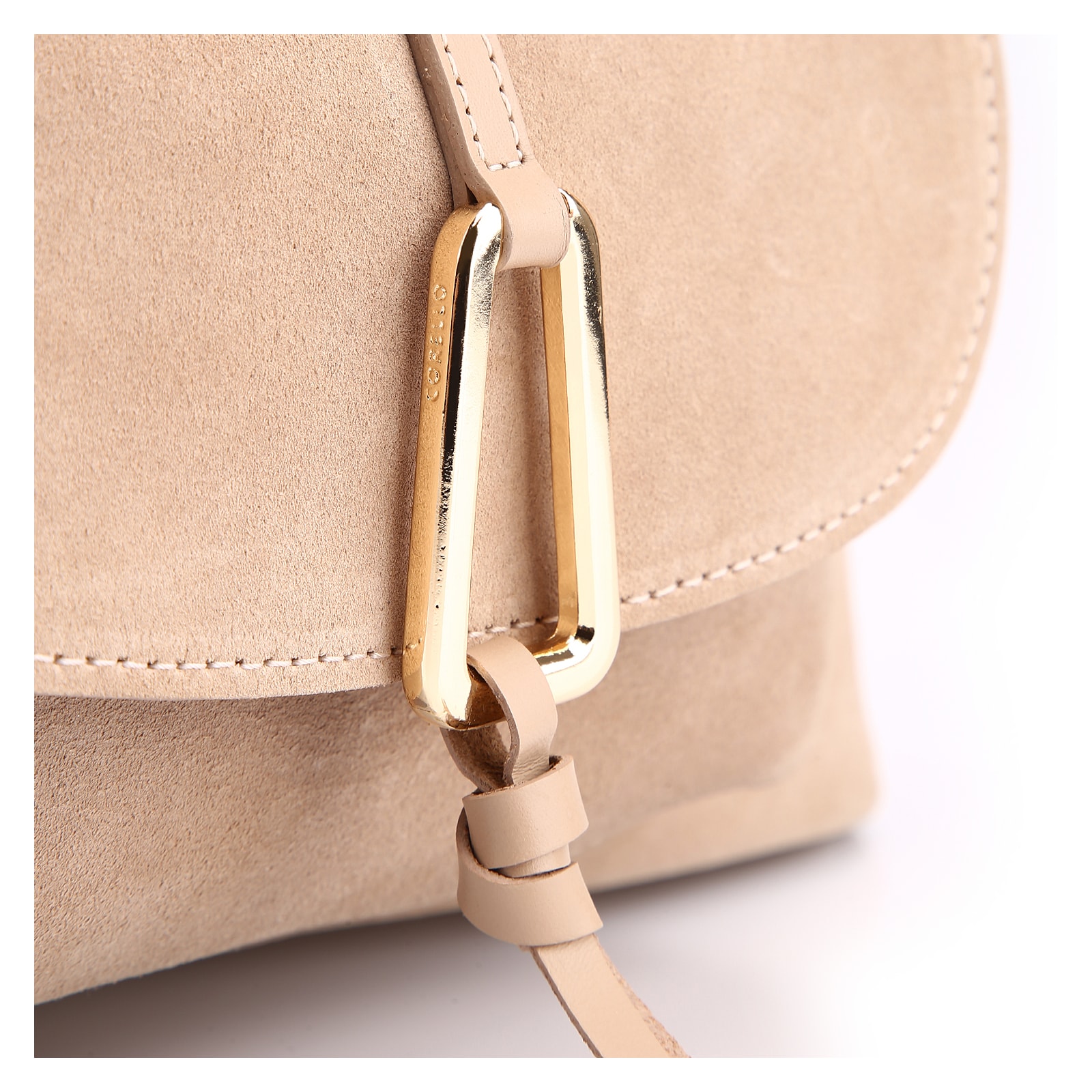 Bolsa Hobo Couro Camurça/Couro Bege