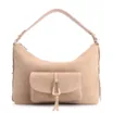 Bolsa Hobo Couro Camurça/Couro Bege - imagem 1