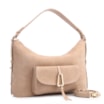 Bolsa Hobo Couro Camurça/Couro Bege - imagem 2
