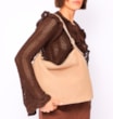 Bolsa Hobo Couro Camurça/Couro Bege - imagem 2