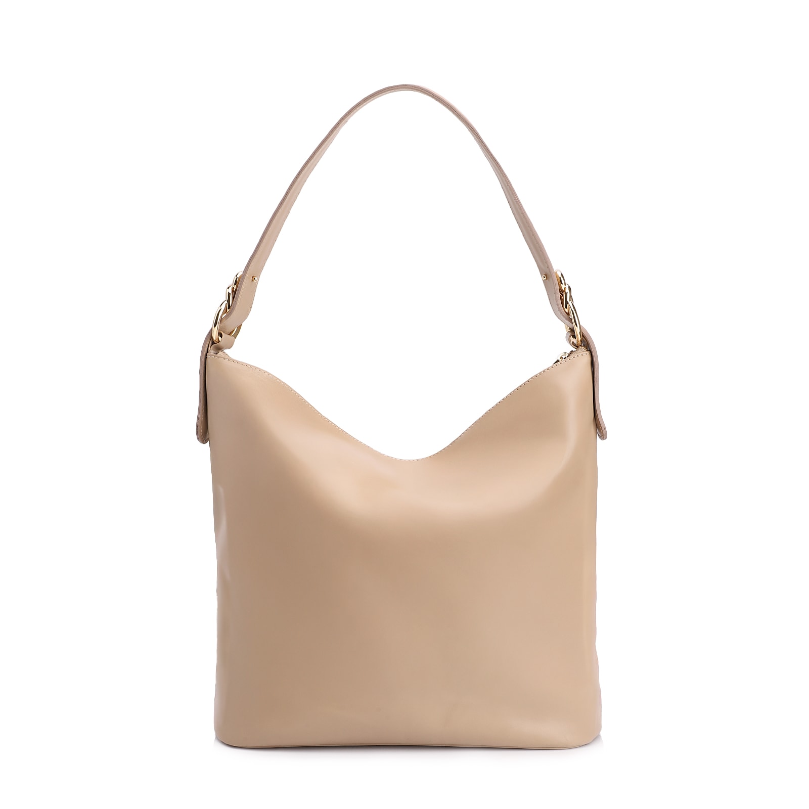 Bolsa Hobo Couro Camurça/Couro Bege