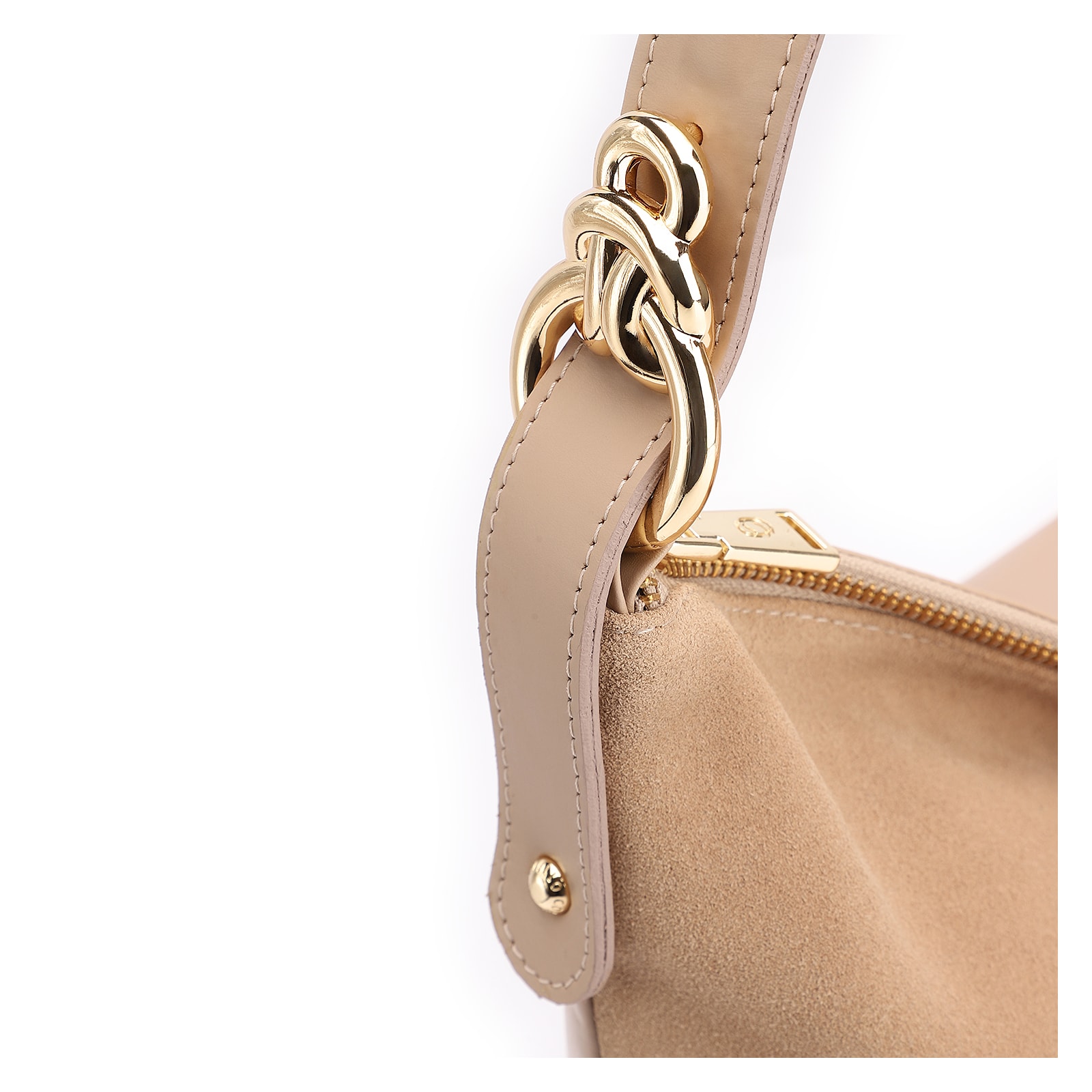 Bolsa Hobo Couro Camurça/Couro Bege