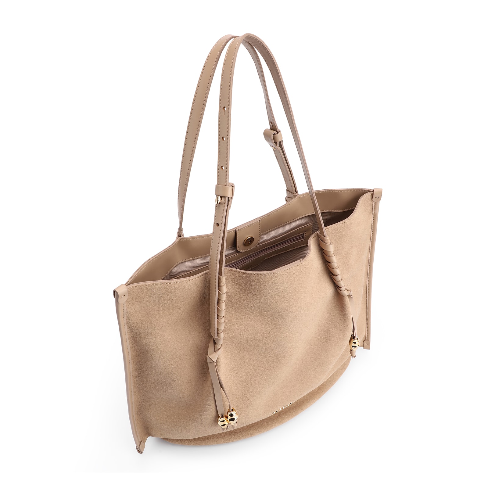 Bolsa Hobo Couro Camurça/Couro Bege