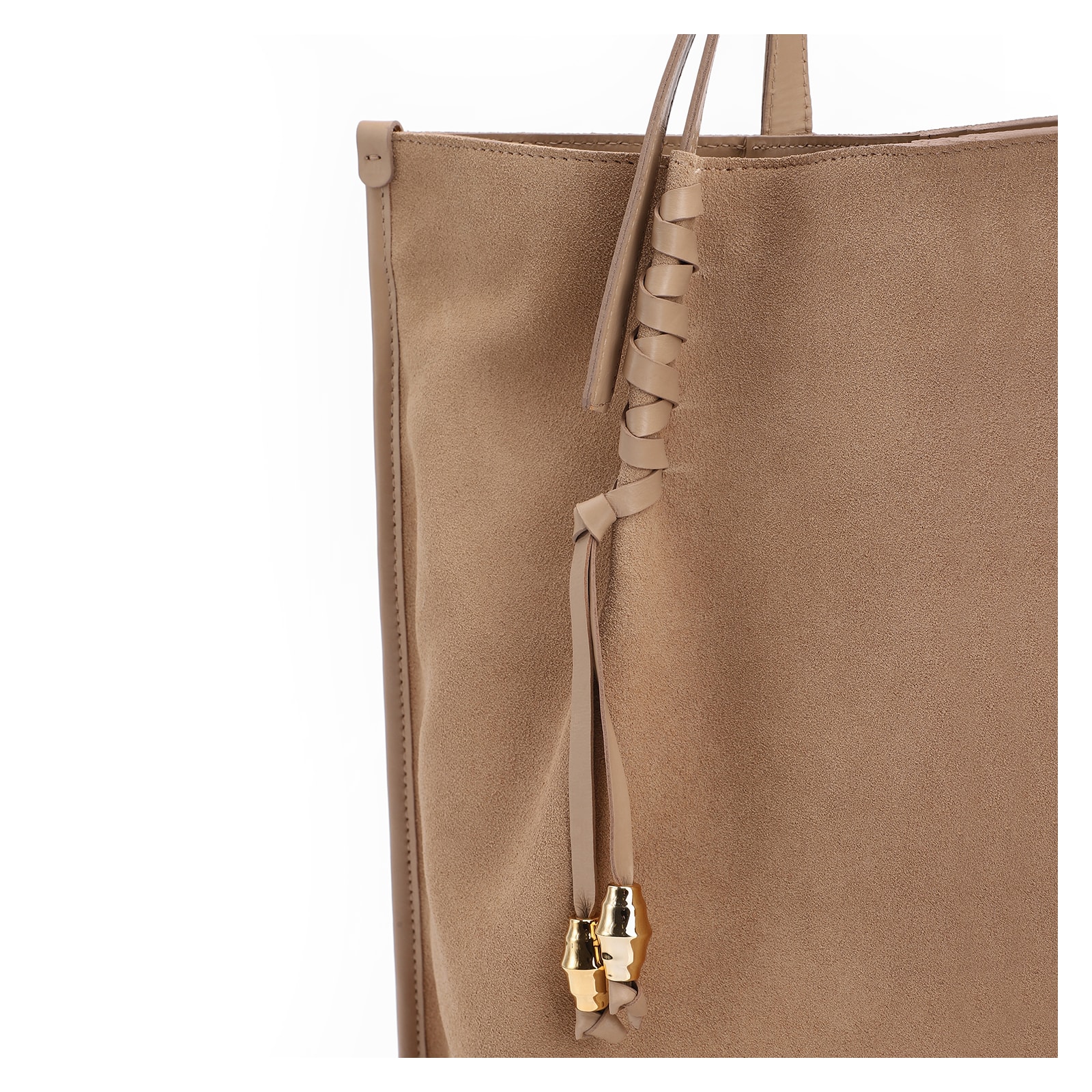 Bolsa Hobo Couro Camurça/Couro Bege