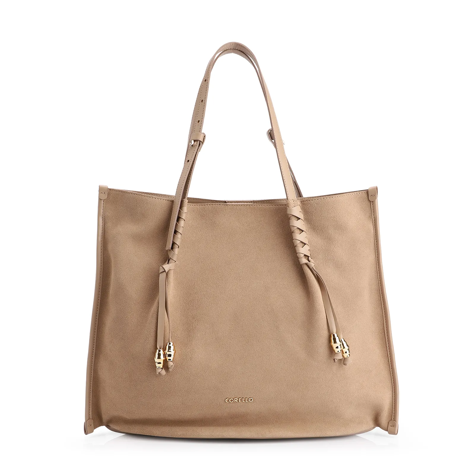 Bolsa Hobo Couro Camurça/Couro Bege