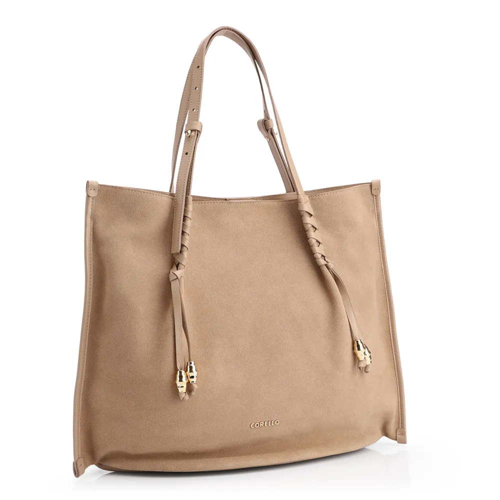 Bolsa Hobo Couro Camurça/Couro Bege - imagem 2