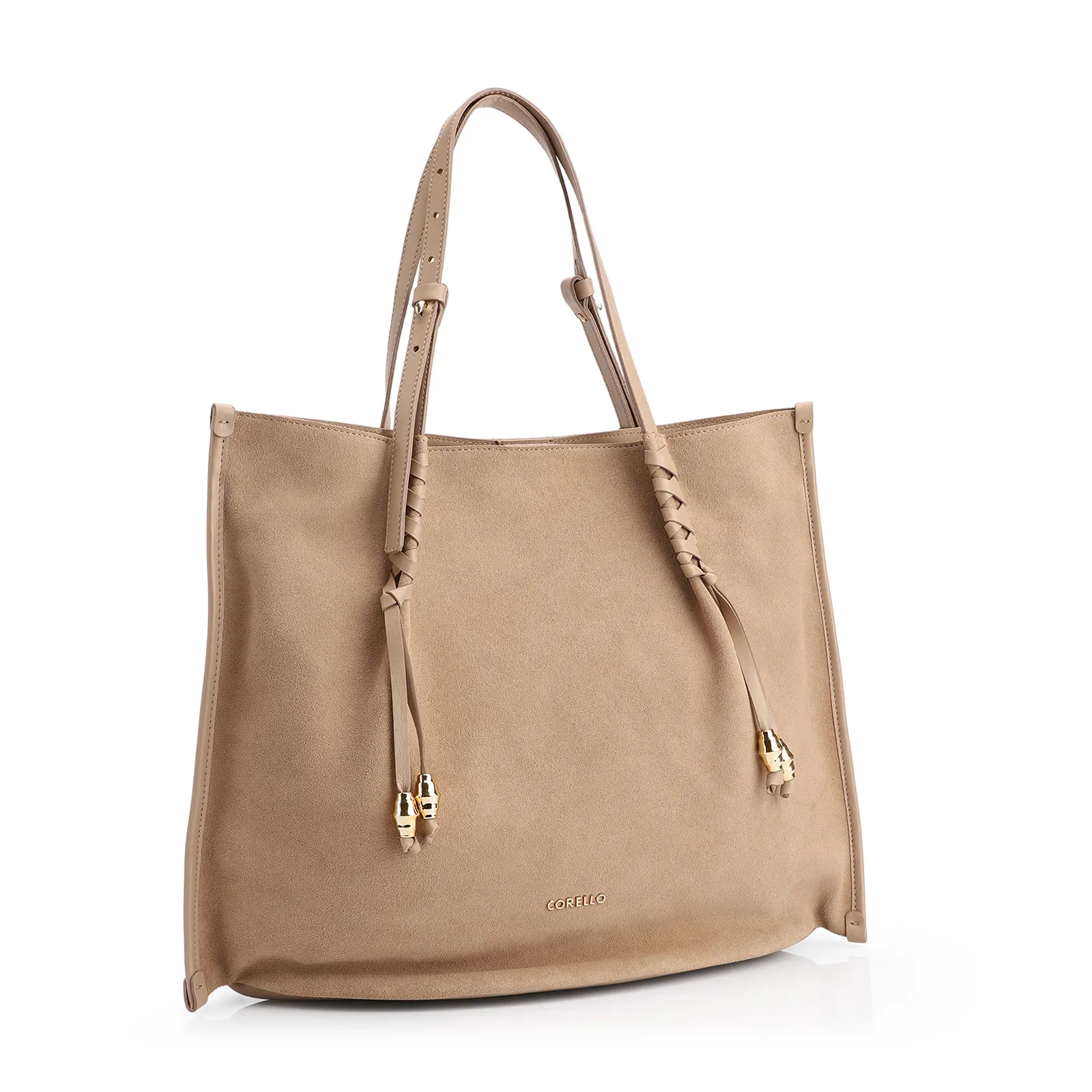 Bolsa Hobo Couro Camurça/Couro Bege
