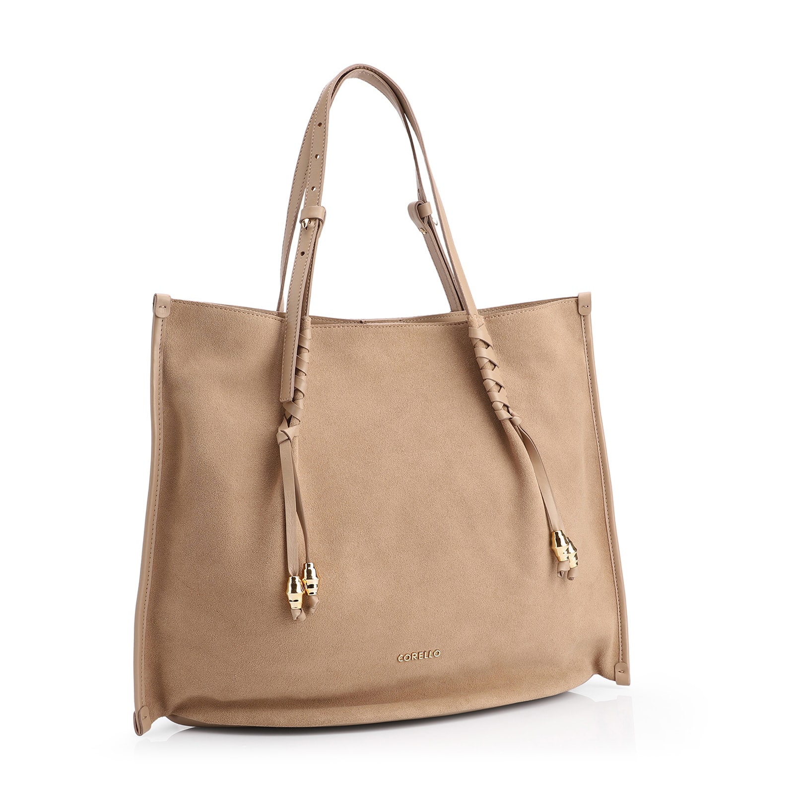 Bolsa Hobo Couro Camurça/Couro Bege
