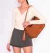 Bolsa Hobo Couro Camurça/Couro Marrom - imagem 2