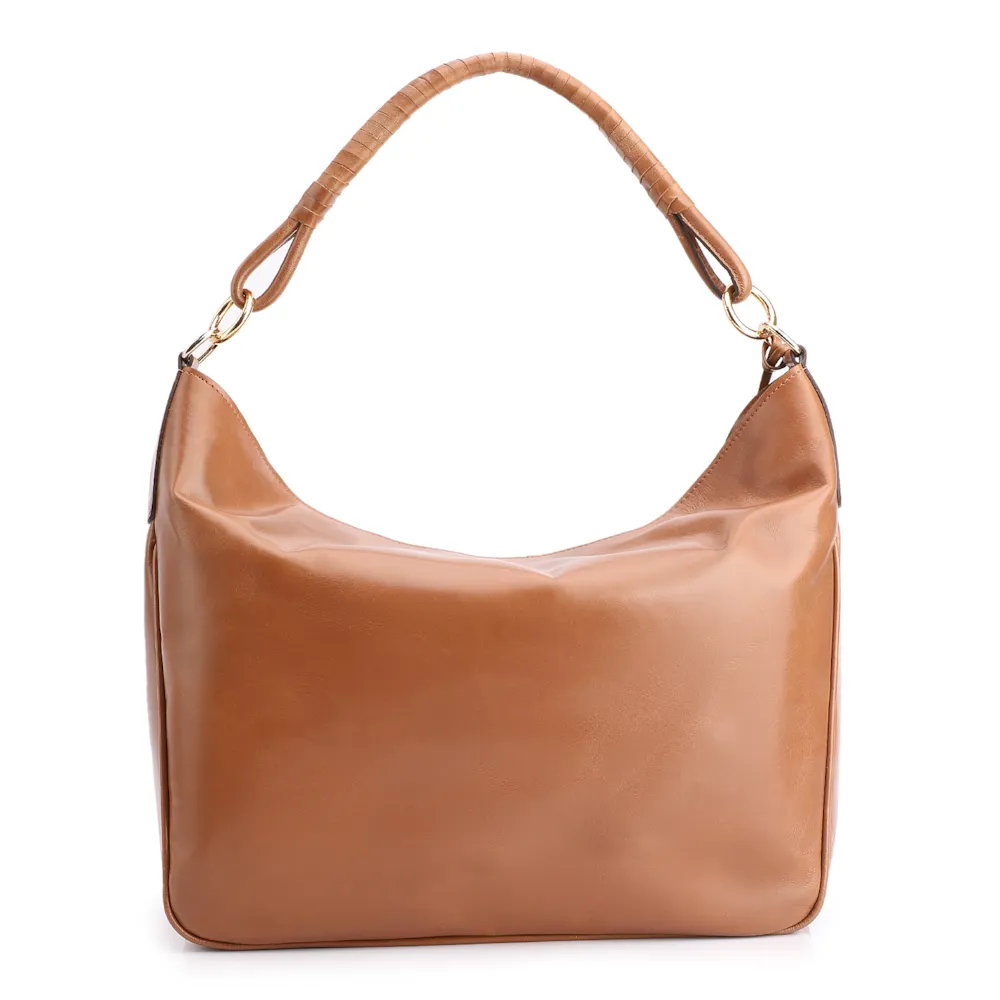 Bolsa Hobo Couro Camurça/Couro Marrom - imagem 4