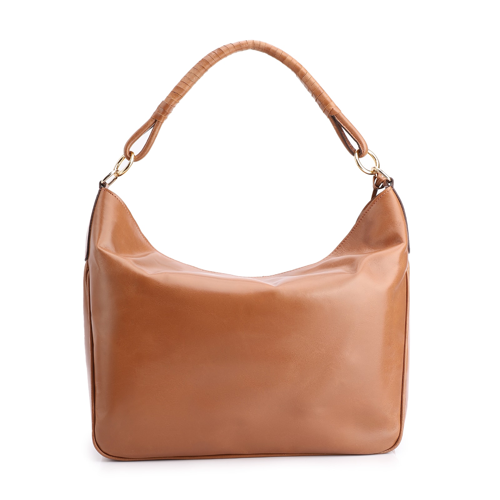 Bolsa Hobo Couro Camurça/Couro Marrom