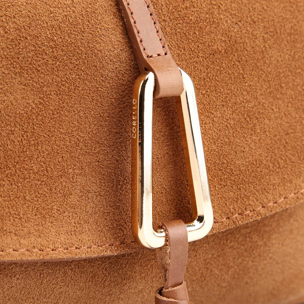 Bolsa Hobo Couro Camurça/Couro Marrom Claro - imagem 7