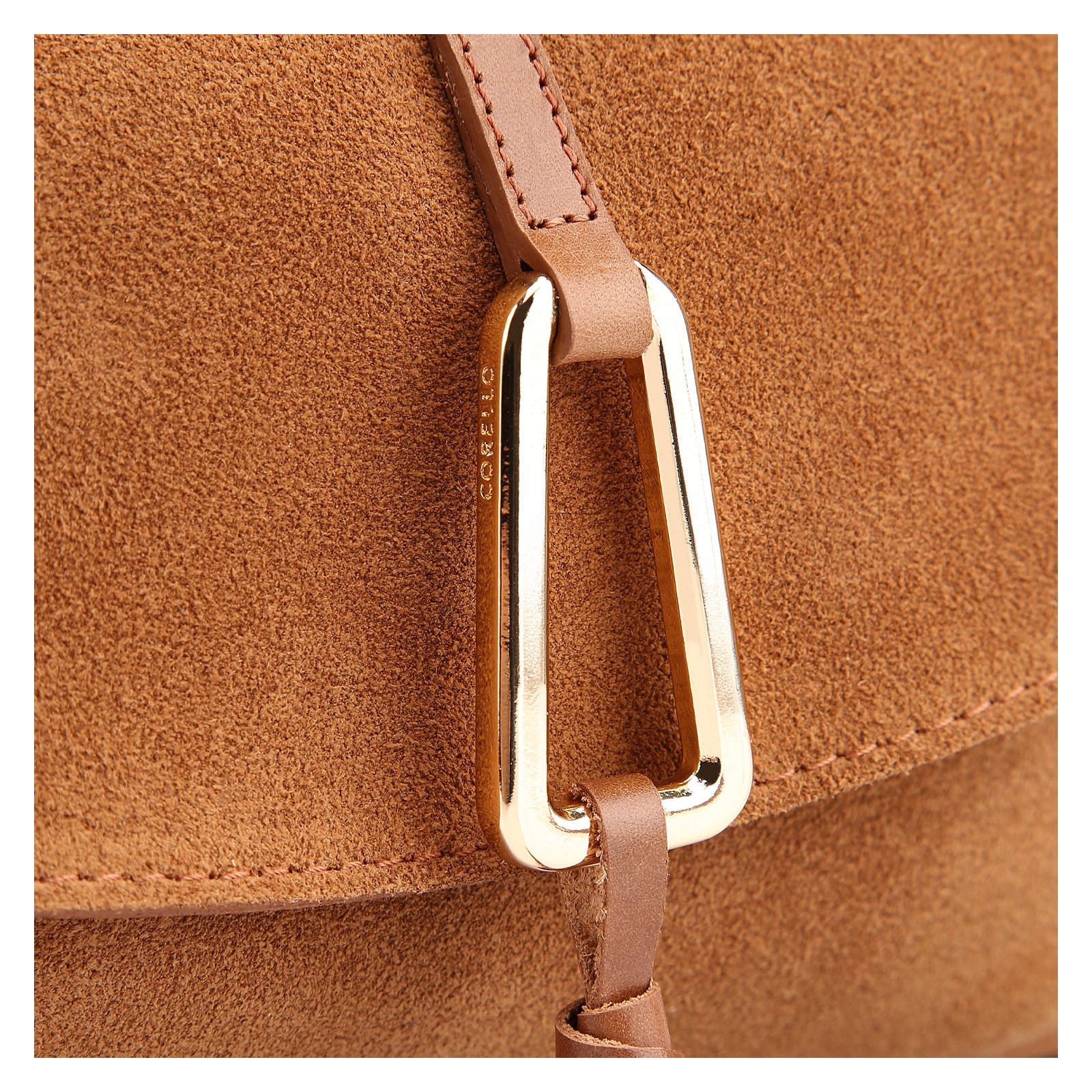 Bolsa Hobo Couro Camurça/Couro Marrom Claro