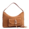 Bolsa Hobo Couro Camurça/Couro Marrom Claro - imagem 2