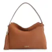 Bolsa Hobo Couro Camurça/Couro Marrom Claro - imagem 1