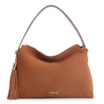 Bolsa Hobo Couro Camurça/Couro Marrom Claro - imagem 1