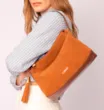 Bolsa Hobo Couro Camurça/Couro Marrom Claro - imagem 2