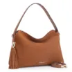 Bolsa Hobo Couro Camurça/Couro Marrom Claro - imagem 3