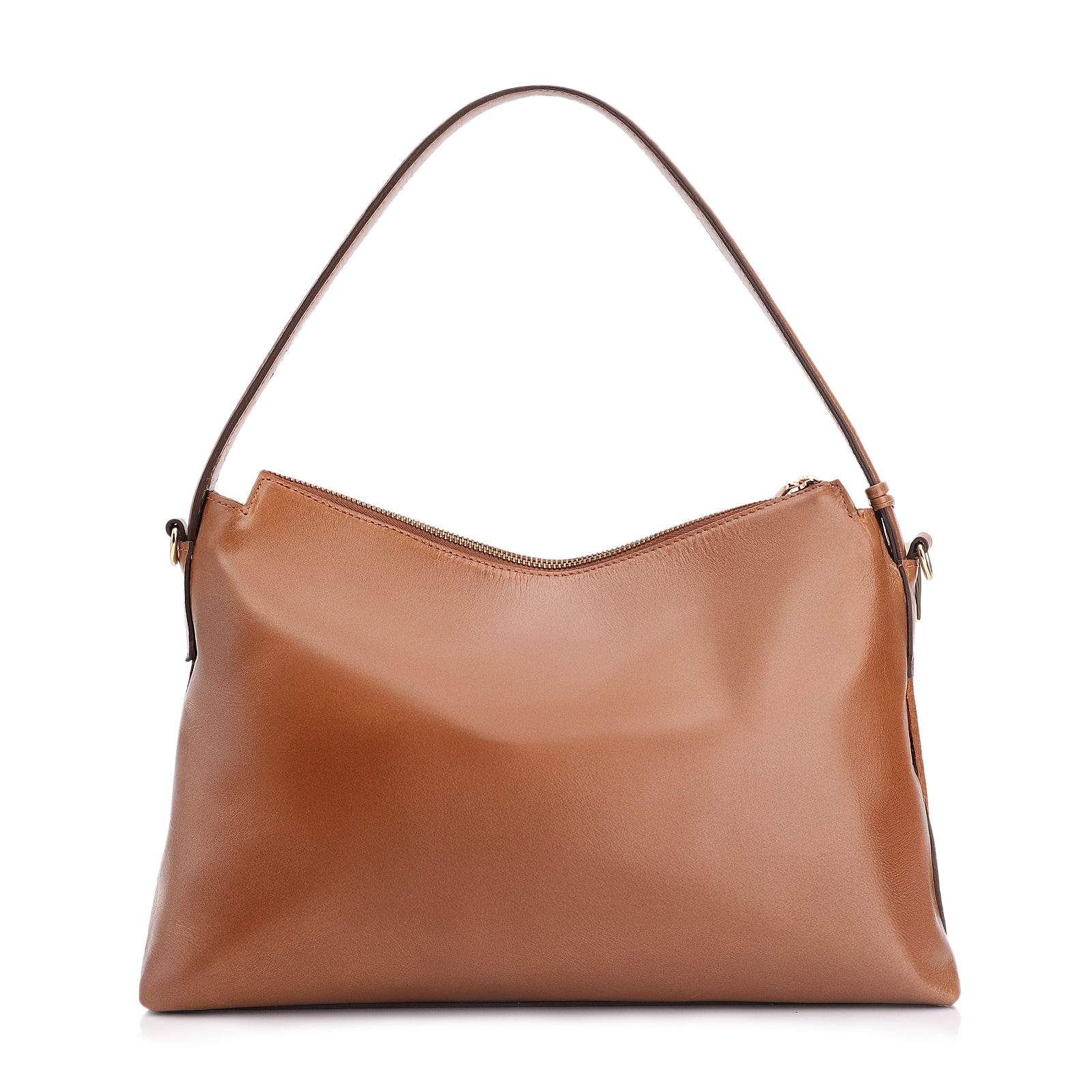 Bolsa Hobo Couro Camurça/Couro Marrom Claro