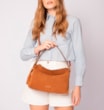 Bolsa Hobo Couro Camurça/Couro Marrom Claro - imagem 9